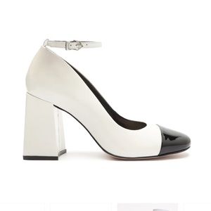 SCHUTZ, Dorothy Casual High Block, 8.5, New in Box, White/Black Patent Leather